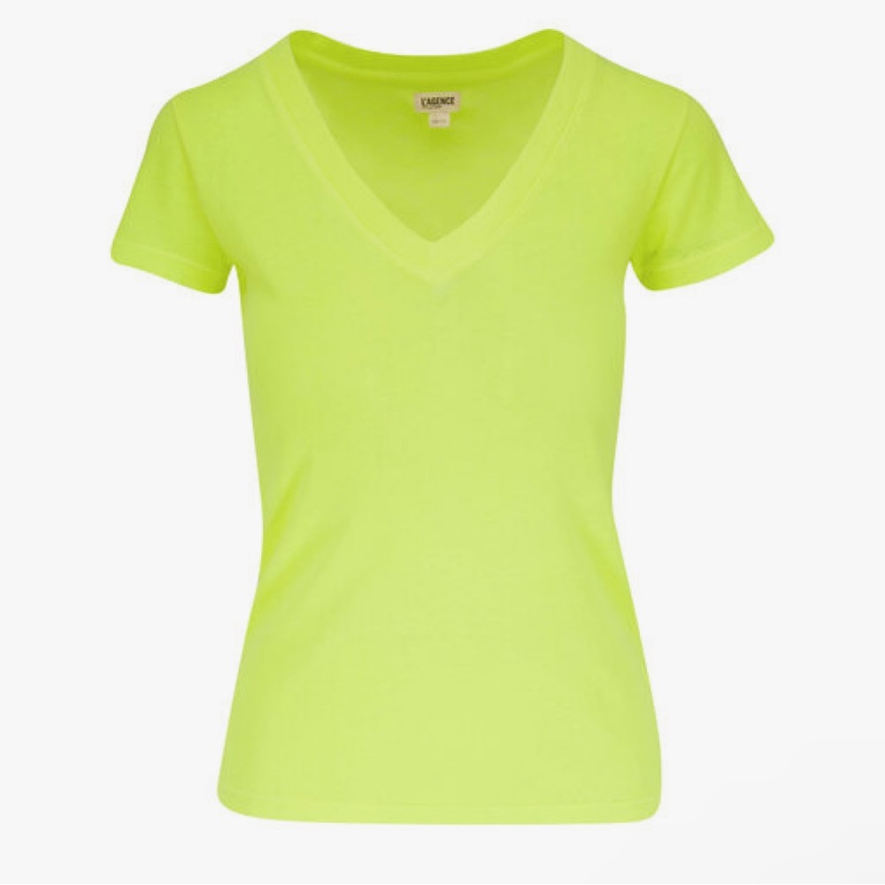 L’AGENCE Becca Chartreuse V-Neck T-Shirt